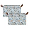 ALAZA Cute Dog Puppy Animal Rectangular Closet Storage Box Storage Bin Basket Storage Cube with Leather Handles Nursery Storage Laundry Hamper 2 Piece view 2