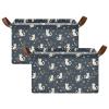 ALAZA Cartoon Cat Blossom Flower Rectangular Closet Storage Box Storage Bin Basket Storage Cube with Leather Handles Nursery Storage Laundry Hamper 2 Piece view 2