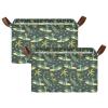 ALAZA Crocodile Surfer Cartoon Rectangular Closet Storage Box Storage Bin Basket Storage Cube with Leather Handles Nursery Storage Laundry Hamper 2 Piece view 2