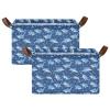 ALAZA Cartoon Print Animals Dolphin Rectangular Closet Storage Box Storage Bin Basket Storage Cube with Leather Handles Nursery Storage Laundry Hamper 2 Piece view 2