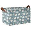 ALAZA Sheep Floral Leaf Rectangular Closet Storage Box Storage Bin Basket Storage Cube with Leather Handles Nursery Storage Laundry Hamper 2 Piece view 1