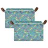 ALAZA Bird Feather Star Rectangular Closet Storage Box Storage Bin Basket Storage Cube with Leather Handles Nursery Storage Laundry Hamper 2 Piece view 2