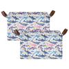 ALAZA Cartoon Whale Fish Sea Rectangular Closet Storage Box Storage Bin Basket Storage Cube with Leather Handles Nursery Storage Laundry Hamper 2 Piece view 2