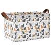 ALAZA Cat Animal White Rectangular Closet Storage Box Storage Bin Basket Storage Cube with Leather Handles Nursery Storage Laundry Hamper 2 Piece view 1