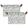 ALAZA Elephant Palm Leaf White Rectangular Closet Storage Box Storage Bin Basket Storage Cube with Leather Handles Nursery Storage Laundry Hamper 2 Piece view 2