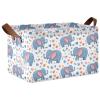 ALAZA Cartoon Elephant Heart Love Rectangular Closet Storage Box Storage Bin Basket Storage Cube with Leather Handles Nursery Storage Laundry Hamper 2 Piece view 1