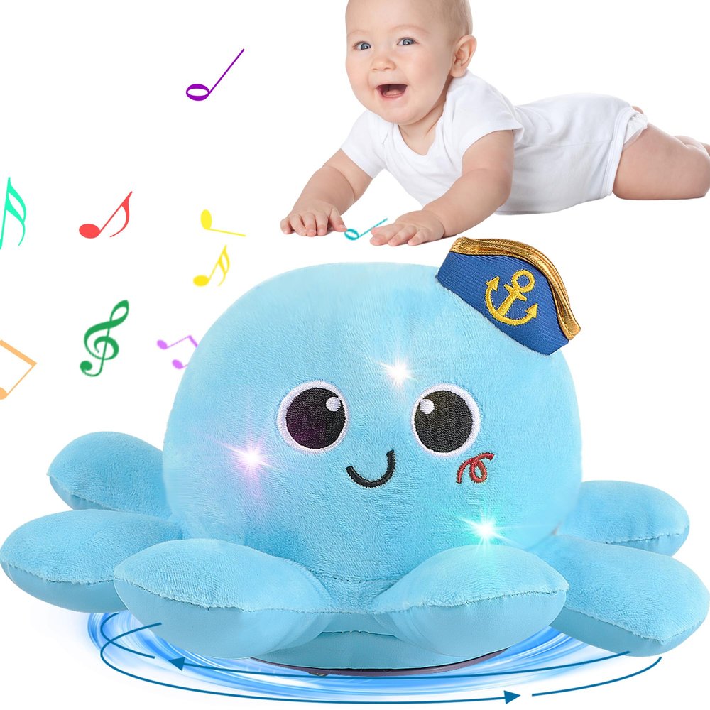 Kindenwinn Baby Octopus Crawling Toy - Octopus Toy with Light, Music, Voice Control, and Clap Hands Awake for 2+ Year Old Boys and Girls