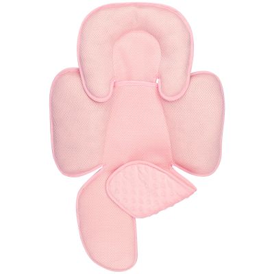 2-in-1 Baby Carseat Head Support, Infant Car Seat Insert for Girls Boys, Soft Babies Neck Support and Body Cushion for Stroller, Baby Swing, Bouncer (Pink)