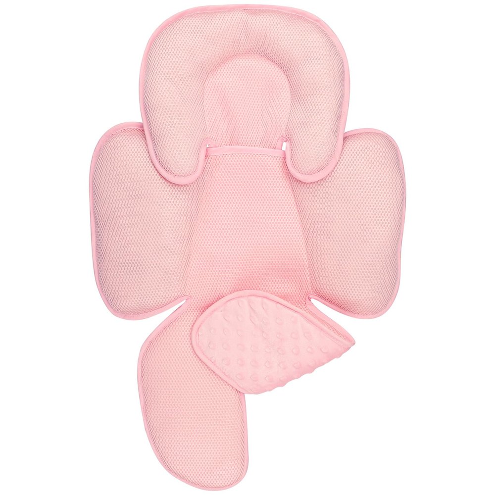 2-in-1 Baby Carseat Head Support, Infant Car Seat Insert for Girls Boys, Soft Babies Neck Support and Body Cushion for Stroller, Baby Swing, Bouncer (Pink)