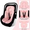2-in-1 Baby Carseat Head Support, Infant Car Seat Insert for Girls Boys, Soft Babies Neck Support and Body Cushion for Stroller, Baby Swing, Bouncer (Pink) view 3