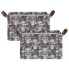 ALAZA Cactus Skull Rectangular Closet Storage Box Storage Bin Basket Storage Cube with Leather Handles Nursery Storage Laundry Hamper 2 Piece view 2
