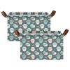 ALAZA Sheep Green Rectangular Closet Storage Box Storage Bin Basket Storage Cube with Leather Handles Nursery Storage Laundry Hamper 2 Piece view 2