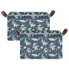 ALAZA Astronaut Shark Space Rectangular Closet Storage Box Storage Bin Basket Storage Cube with Leather Handles Nursery Storage Laundry Hamper 2 Piece view 2