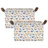 ALAZA Dinosaur Animal White Rectangular Closet Storage Box Storage Bin Basket Storage Cube with Leather Handles Nursery Storage Laundry Hamper 2 Piece view 2
