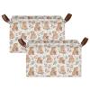 ALAZA Capybara Seamless Pattern Rectangular Closet Storage Box Storage Bin Basket Storage Cube with Leather Handles Nursery Storage Laundry Hamper 2 Piece view 2