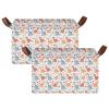 ALAZA Cute Dinosaur Heart Valentines Rectangular Closet Storage Box Storage Bin Basket Storage Cube with Leather Handles Nursery Storage Laundry Hamper 2 Piece view 2