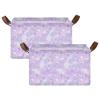 ALAZA Stars and Butterflies Rectangular Closet Storage Box Storage Bin Basket Storage Cube with Leather Handles Nursery Storage Laundry Hamper 2 Piece view 2