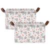 ALAZA Elephant Heart Valentines Rectangular Closet Storage Box Storage Bin Basket Storage Cube with Leather Handles Nursery Storage Laundry Hamper 2 Piece view 2