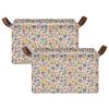 ALAZA Cartoon Skull Blossom Leaf Rectangular Closet Storage Box Storage Bin Basket Storage Cube with Leather Handles Nursery Storage Laundry Hamper 2 Piece view 2