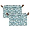 ALAZA Blue Hedgehogs Animal Rectangular Closet Storage Box Storage Bin Basket Storage Cube with Leather Handles Nursery Storage Laundry Hamper 2 Piece view 2