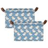 ALAZA Cartoon Animals Sheep Blossom Rectangular Closet Storage Box Storage Bin Basket Storage Cube with Leather Handles Nursery Storage Laundry Hamper 2 Piece view 2