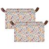 ALAZA Cute Ladybird Flowers Rectangular Closet Storage Box Storage Bin Basket Storage Cube with Leather Handles Nursery Storage Laundry Hamper 2 Piece view 2