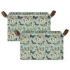 ALAZA Butterfly Green Butterfly Rectangular Closet Storage Box Storage Bin Basket Storage Cube with Leather Handles Nursery Storage Laundry Hamper 2 Piece view 2