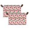 ALAZA Cherry Leaf Cute Rectangular Closet Storage Box Storage Bin Basket Storage Cube with Leather Handles Nursery Storage Laundry Hamper 2 Piece view 2