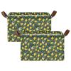 ALAZA Many Lemons Leaf Rectangular Closet Storage Box Storage Bin Basket Storage Cube with Leather Handles Nursery Storage Laundry Hamper 2 Piece view 2