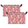 ALAZA Watermelon Slices Lemon Rectangular Closet Storage Box Storage Bin Basket Storage Cube with Leather Handles Nursery Storage Laundry Hamper 2 Piece view 2