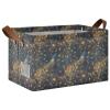 ALAZA Beautiful Peacock Tail Starry Rectangular Closet Storage Box Storage Bin Basket Storage Cube with Leather Handles Nursery Storage Laundry Hamper 2 Piece view 1