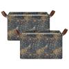 ALAZA Beautiful Peacock Tail Starry Rectangular Closet Storage Box Storage Bin Basket Storage Cube with Leather Handles Nursery Storage Laundry Hamper 2 Piece view 2