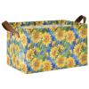 ALAZA Sunflowers Blue Rectangular Closet Storage Box Storage Bin Basket Storage Cube with Leather Handles Nursery Storage Laundry Hamper 2 Piece view 1