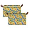 ALAZA Sunflowers Blue Rectangular Closet Storage Box Storage Bin Basket Storage Cube with Leather Handles Nursery Storage Laundry Hamper 2 Piece view 2