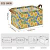 ALAZA Sunflowers Blue Rectangular Closet Storage Box Storage Bin Basket Storage Cube with Leather Handles Nursery Storage Laundry Hamper 2 Piece view 3