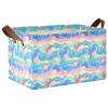 ALAZA Cute Sharks Rainbow Waters Rectangular Closet Storage Box Storage Bin Basket Storage Cube with Leather Handles Nursery Storage Laundry Hamper 2 Piece view 1