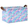 ALAZA Cute Sharks Rainbow Water Rectangular Closet Storage Box Storage Bin Basket Storage Cube with Leather Handles Nursery Storage Laundry Hamper 2 Piece view 1