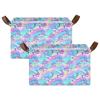 ALAZA Cute Sharks Rainbow Water Rectangular Closet Storage Box Storage Bin Basket Storage Cube with Leather Handles Nursery Storage Laundry Hamper 2 Piece view 2