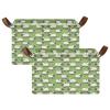 ALAZA Cartoon Sheep Green Rectangular Closet Storage Box Storage Bin Basket Storage Cube with Leather Handles Nursery Storage Laundry Hamper 2 Piece view 2
