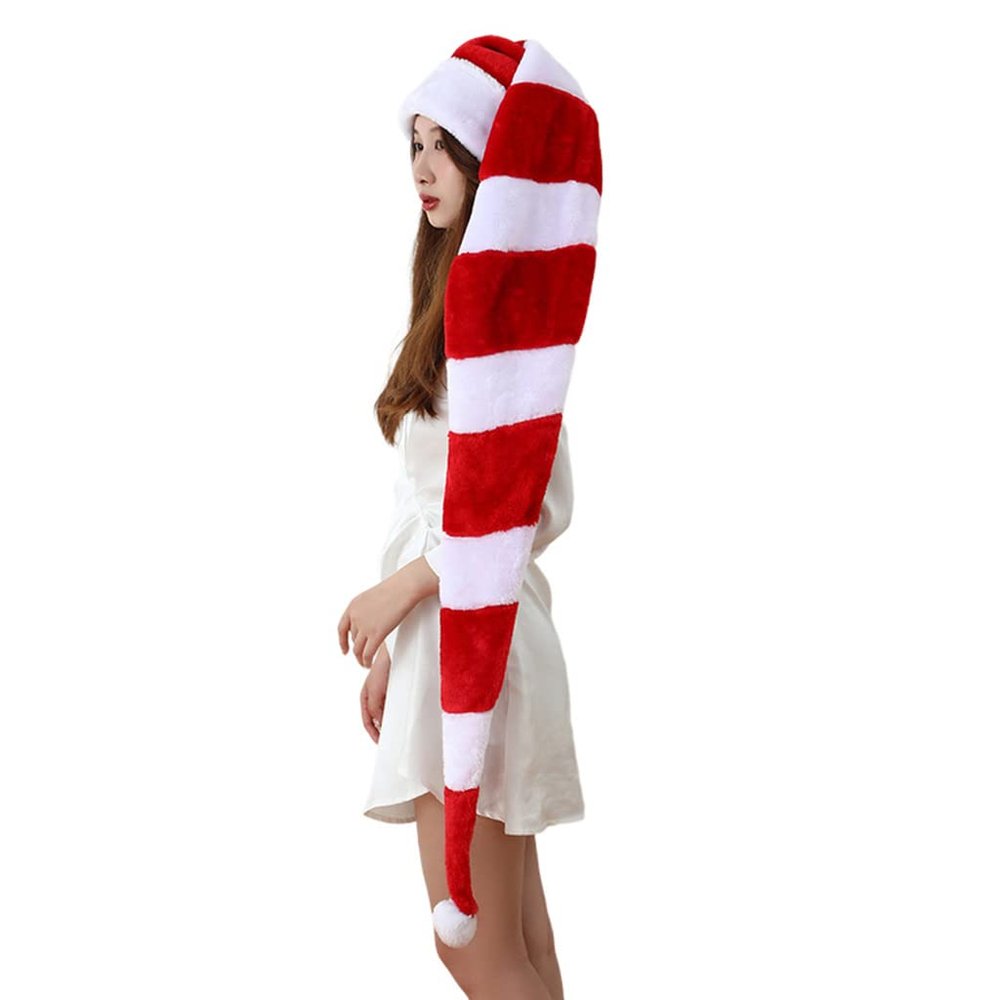 130cm Novelty Long Santa Hat Striped Christmas Hat for Party Fancy Dress Up New Year Festive Holiday Christmas Party