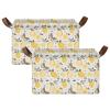 ALAZA Lemons Flower Butterfly Rectangular Closet Storage Box Storage Bin Basket Storage Cube with Leather Handles Nursery Storage Laundry Hamper 2 Piece view 2