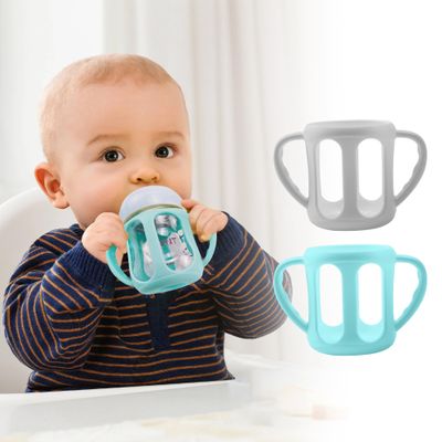 2 Pack Silicone Sleeves with Handles for Philips Avent Glass Natural Bottle and Philips Avent Anti-Colic Bottle 4 oz, Anti Breakage Baby Bottle Holder, Compatible with Avent Glass Baby Bottle