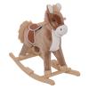 Qaba Kids Rocking Horse, Ride on Horse for Toddlers with Soft Plush Body, Wooden Base & Handle Grip for 3+ Year Old Boys and Girls, Brown view 1