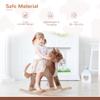 Qaba Kids Rocking Horse, Ride on Horse for Toddlers with Soft Plush Body, Wooden Base & Handle Grip for 3+ Year Old Boys and Girls, Brown view 3