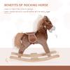 Qaba Kids Rocking Horse, Ride on Horse for Toddlers with Soft Plush Body, Wooden Base & Handle Grip for 3+ Year Old Boys and Girls, Brown view 4