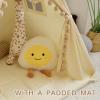 WIRHAO Teepee Tent for Kids with Padded Mat Cotton Canvas Kids Teepee with Pompom for Toddlers Indoor Play Tent for Girls Boys with Stars Lights, Carry Bag, Banner Flag (Cream) view 2