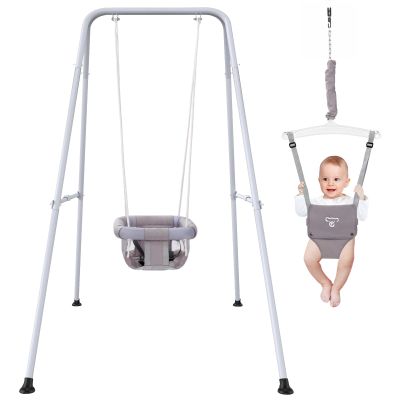 2 in 1 Baby Jumper with Swing, Baby Swing Indoor and Outdoor Use, Baby Jumpers and Bouncers, Toddler Swing with Foldable Stand