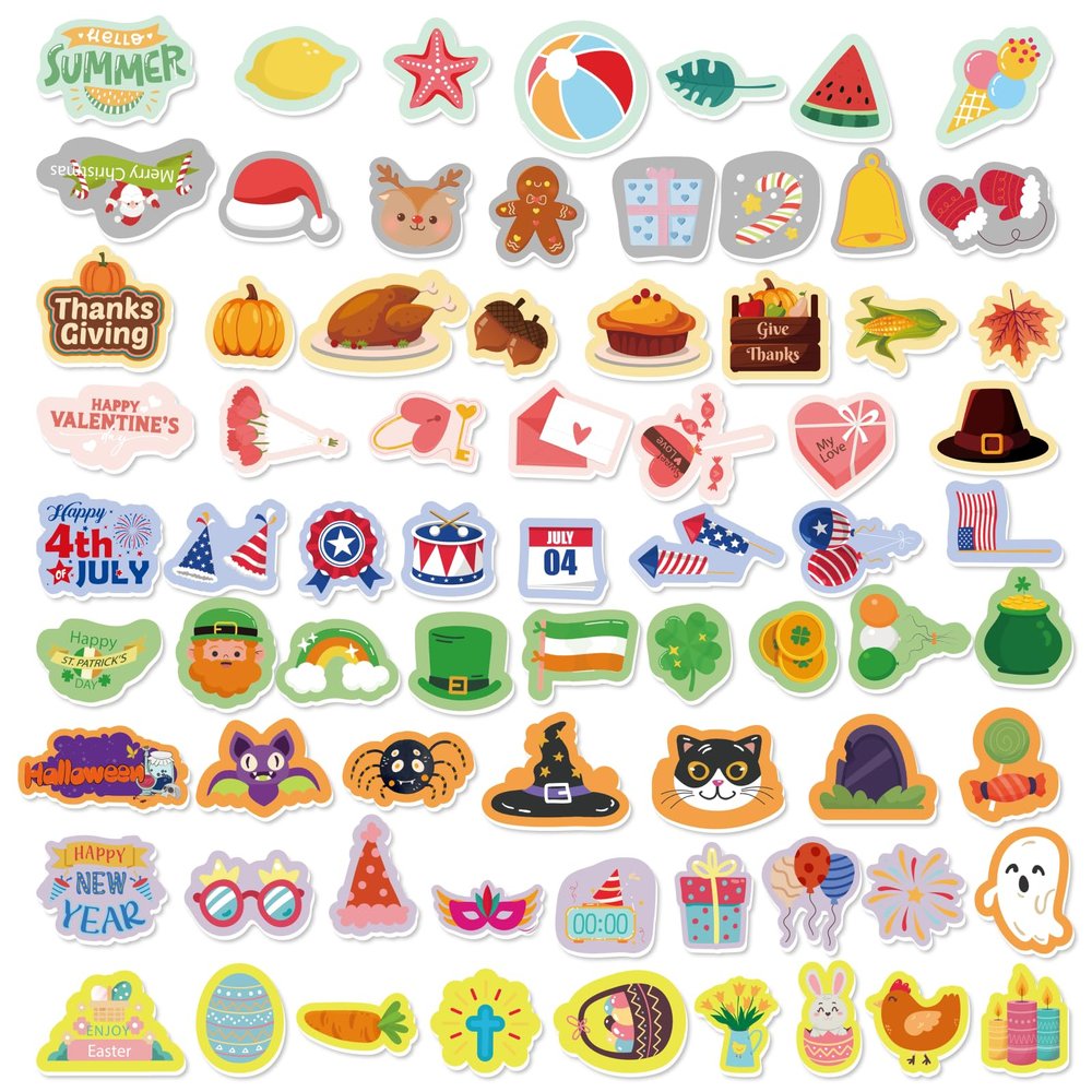 CHEFAN Felt Board Pieces - Holiday Seasonal Decorations, Festival Letter Board Accessories - 79 Precut Flannel Story Pieces