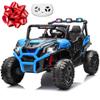 24V 2 Seater Ride on Car for Kids, MOEYURO 800W Powered UTV Toy, 5MPH Large Side by Side Electric Car w/Remote, Bluetooth, LED Light, 3 Speeds, Music, Spring Suspension, Storage for Kids Gift, Blue view 1