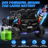 24V 2 Seater Ride on Car for Kids, MOEYURO 800W Powered UTV Toy, 5MPH Large Side by Side Electric Car w/Remote, Bluetooth, LED Light, 3 Speeds, Music, Spring Suspension, Storage for Kids Gift, Blue view 2